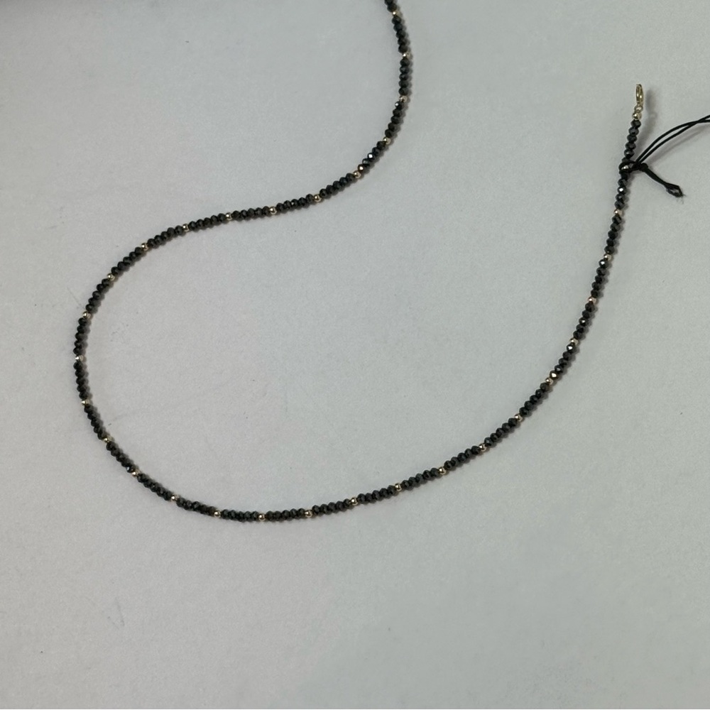 Elegant 14K Gold and Black Spinel Choker Necklace NWT 16” Delicate & Elegant. - Picture 10 of 12